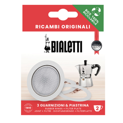 0800032 3 уплотнителя + 1 Фильтр для алюм кофеварок на 2 порц Bialetti